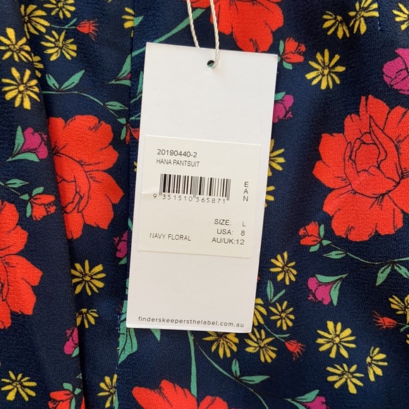 Hana Navy Blue Floral Print Backless Wide-Leg Jumpsuit - Picture 7 of 9